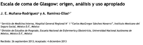 MD Calc relacionado con Escala de Glasgow en kinesiología y fisioterapia