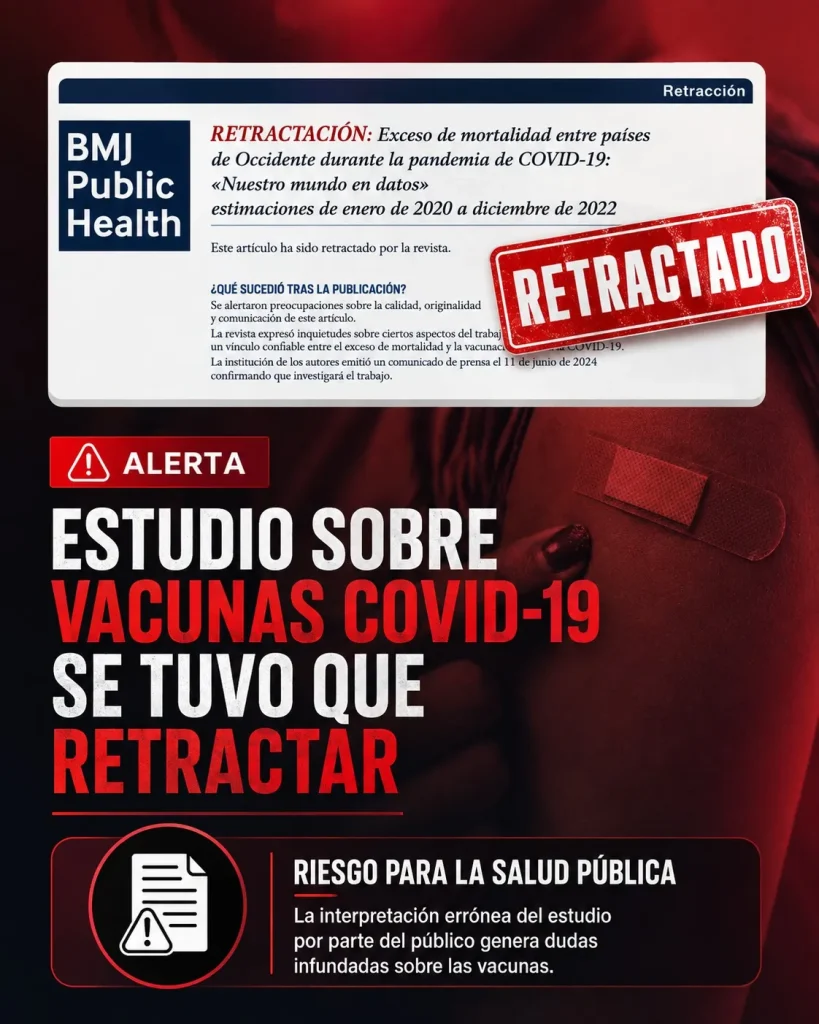 Retractación de estudio sobre vacunas COVID-19 y exceso de mortalidad en BMJ Public Health