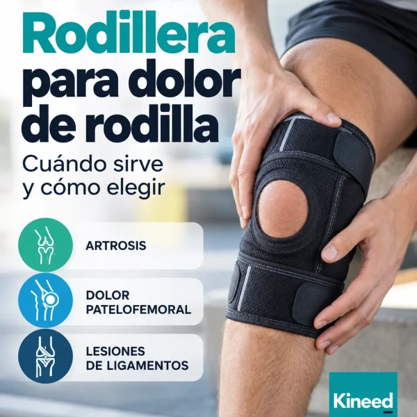 Infografía sobre una rodillera para dolor de rodilla y cómo elegirla.