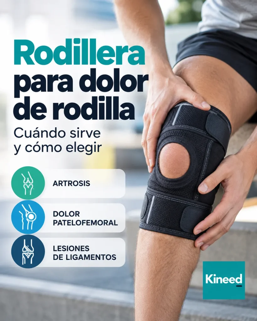 Infografía sobre una rodillera para dolor de rodilla y cómo elegirla.