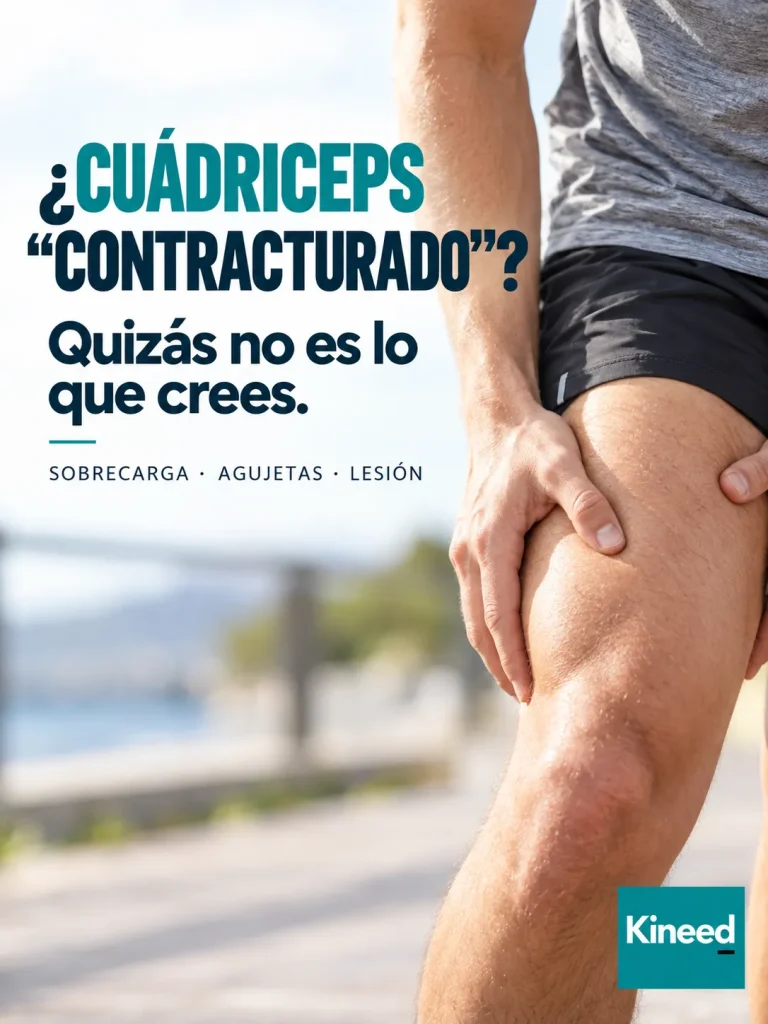 Persona con la mano sobre la parte anterior del muslo, ilustrando molestias del cuádriceps